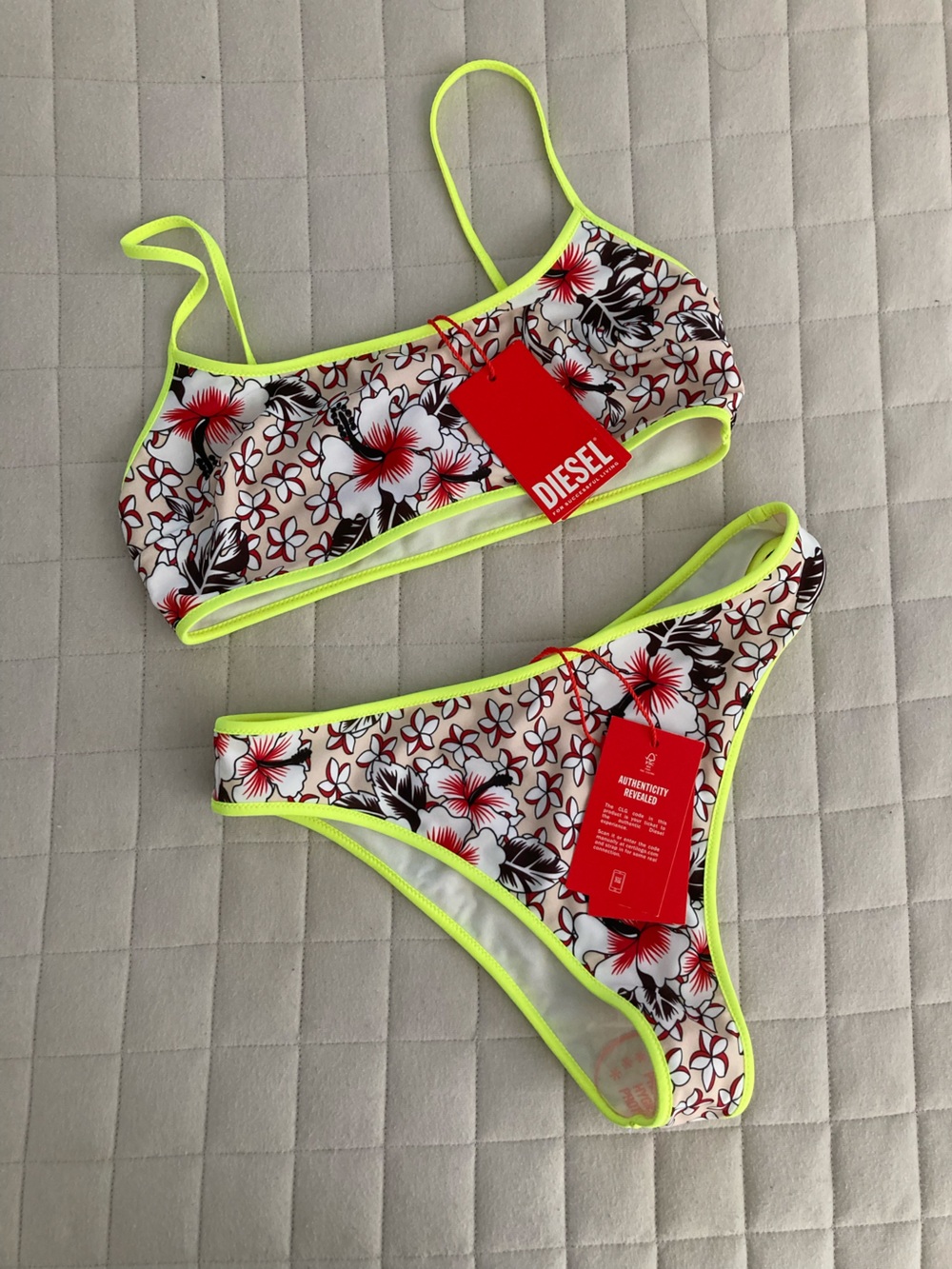Diesel Women’s Neon Yellow-Trim Floral Bikini
